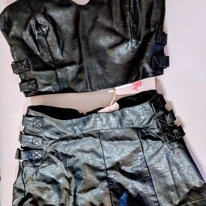 Two piece faux leather set